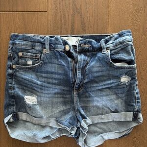 Garage Blue Jean Shorts Distressed Mid-Length